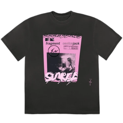 Travis Scott Cactus Jack For Fragment Pink Sunrise T-shirt Washed Black