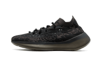 Adidas Yeezy Boost 380 Onyx zijaanzicht met zwarte knit bovenwerk en grijsgroene zool